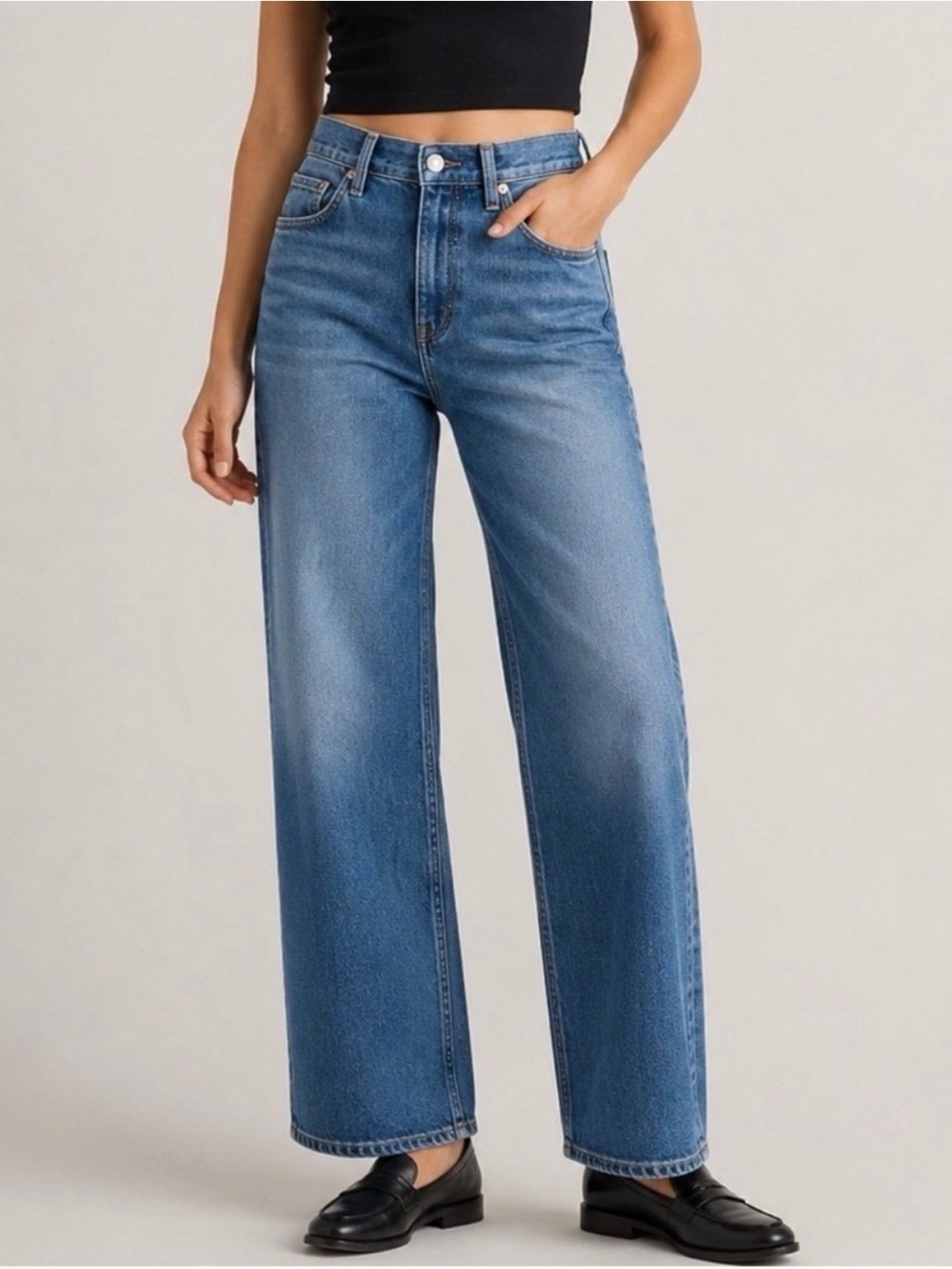 Quince Bella Stretch Relaxed High Rise Wide Leg Denim Jean Women’s 29